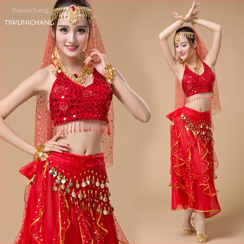 Ženski kostim za belly dance – set za nastupe i vježbanje, jednobojni šifon 120D
