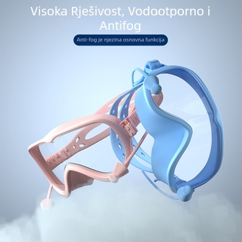 Plivačke naočale s velikim okvirom, anti-fog, vodootporne, PC leće, za odrasle, set s klipom za nos i kapom za plivanje