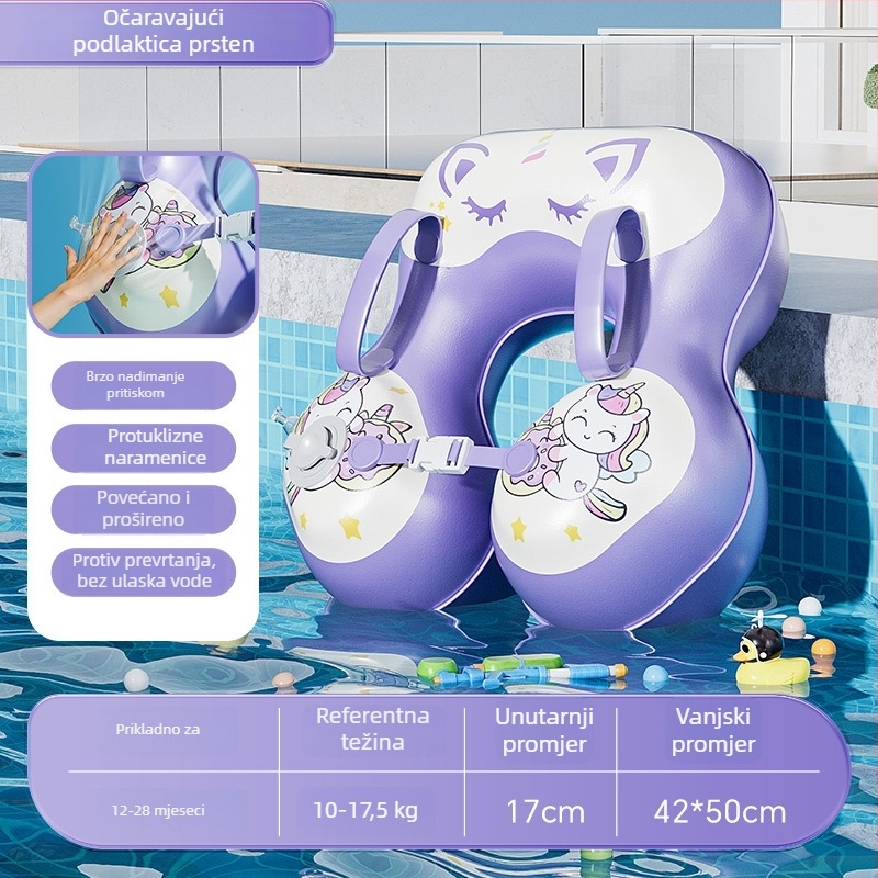 Steaming dječji plivački prsten s karikaturalnim uzorkom – ekološki prihvatljiv PVC, ručno napuhivanje