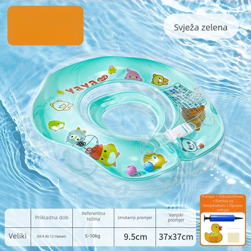 Plivački prsten za novorođenčad za kupanje, PVC ekološki, jednostavan uzorak, prsten za vrat i pazuhe