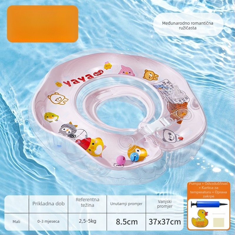 Plivački prsten za novorođenčad za kupanje, PVC ekološki, jednostavan uzorak, prsten za vrat i pazuhe