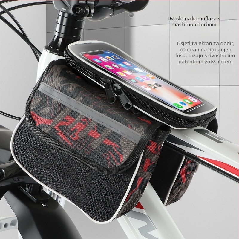 Prednja okvir torba za brdski bicikl, pohrana telefona, vodootporna, PU koža, model CBJLB909, branda Chibeijia, veliki kapacitet, obložena