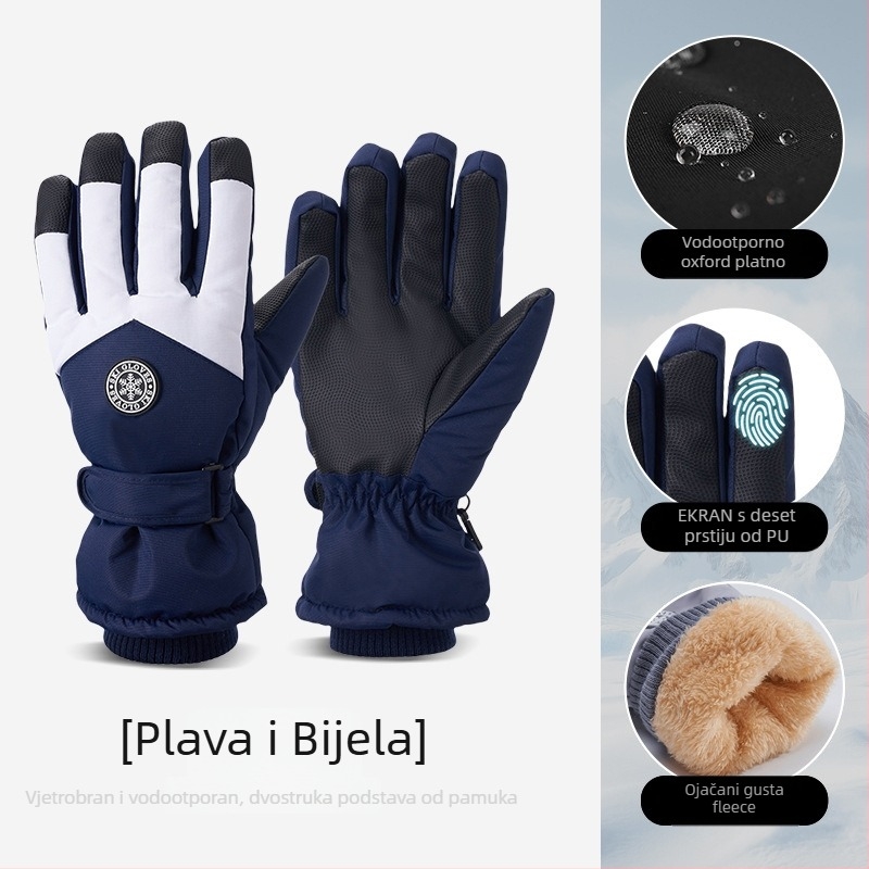 Skijaške rukavice od Oxford platna, tople, vodootporne, s dodirnim zaslonom