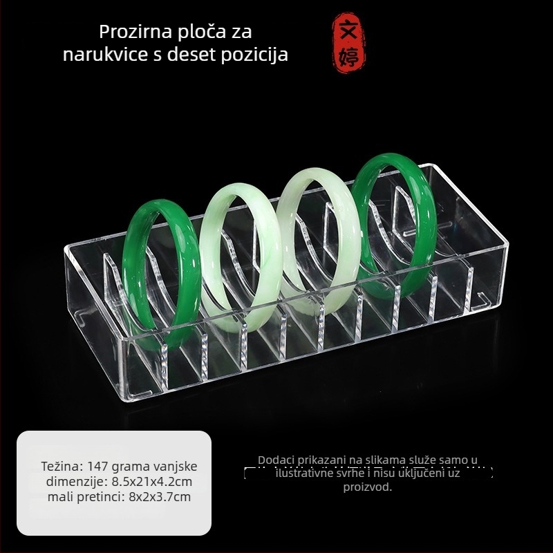 Akrilni stalak za nakit, prozirna podloga za narukvice i jadeitni nakit, kutija za pohranu nakita