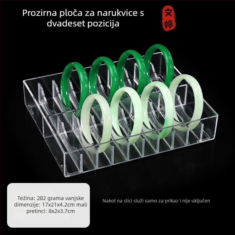 Akrilni stalak za nakit, prozirna podloga za narukvice i jadeitni nakit, kutija za pohranu nakita