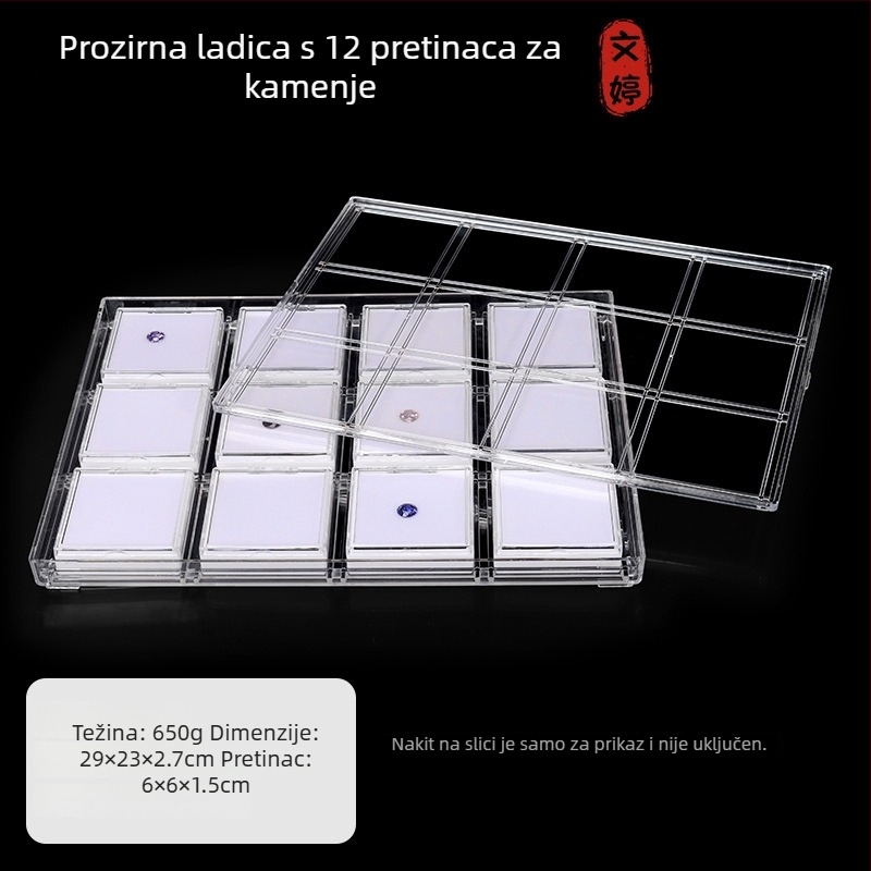 Akrilni stalak za nakit, prozirna podloga za narukvice i jadeitni nakit, kutija za pohranu nakita