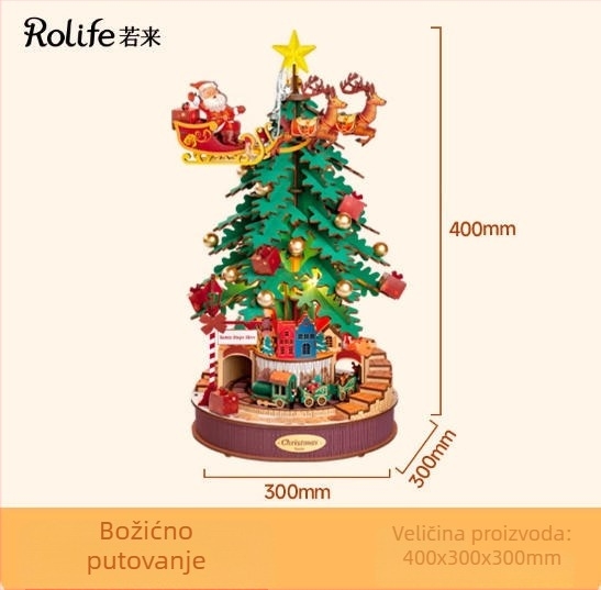 Drvena DIY kućica Gingerbread s mini scenom i blokovima za slaganje — za uzrast 15–35, marka Robotime