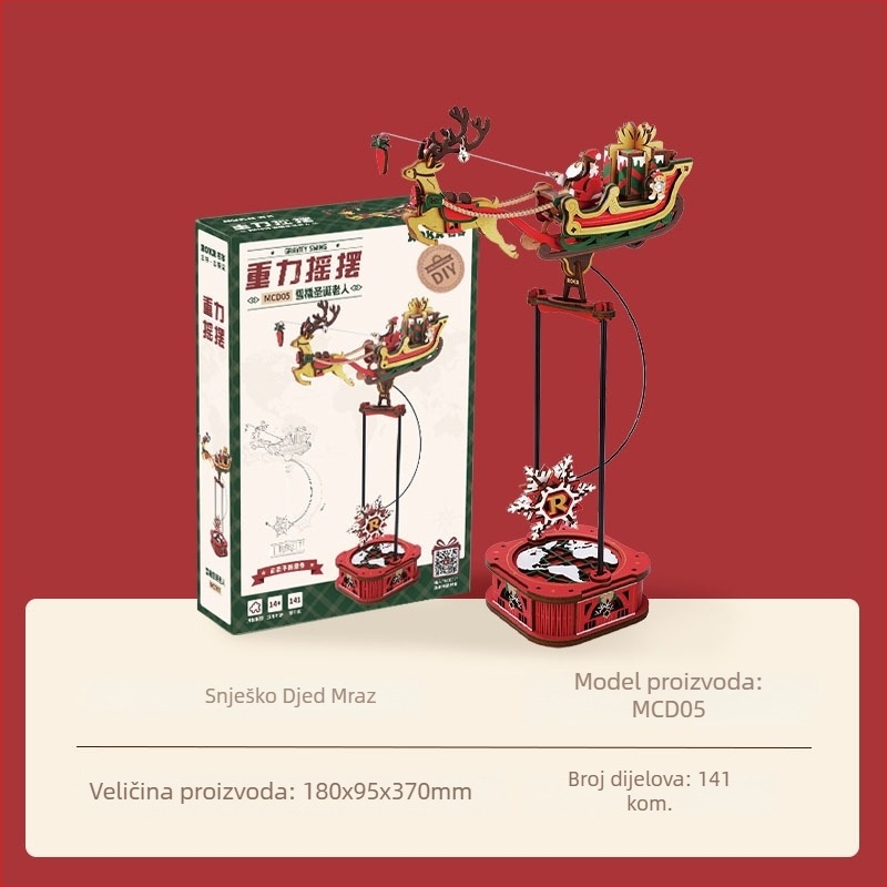 Drvena DIY kućica Gingerbread s mini scenom i blokovima za slaganje — za uzrast 15–35, marka Robotime