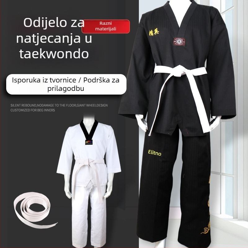 Taekwondo uniforma, unisex za odrasle i djecu, trening odjeća s pamukom podstavom, tkanina poliester-pamuk, tolerancija 0,1 cm