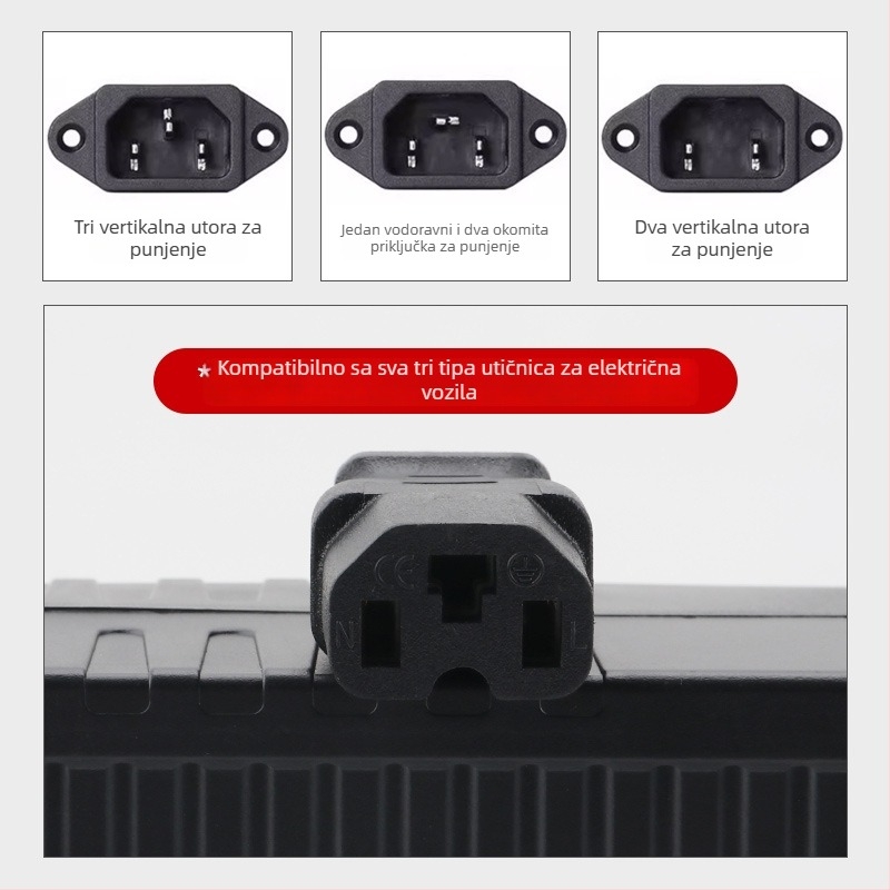 Prenosna baterijska pumpa za zrak za vozila (automobili, motocikli i tricikli), 48–72V, 120W, protok zraka 35 L/min, duljina kabla 3 m, težina 1 kg