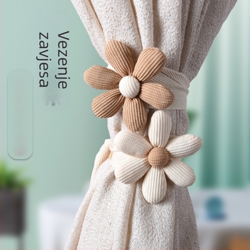 Zavjesni pojas s kopčom, cvjetni korejski stil, od tkanine, prilagodljiv, moderni minimalistički stil