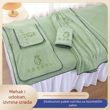 Set ručnika za kozmetički salon – pet komada, mikrovlakanski ručnici, uključuje velike ručnike za krevet i ručnik za glavu, mogućnost prilagodbe i tiskanja logotipa, težine 70/150/180/500/600 g