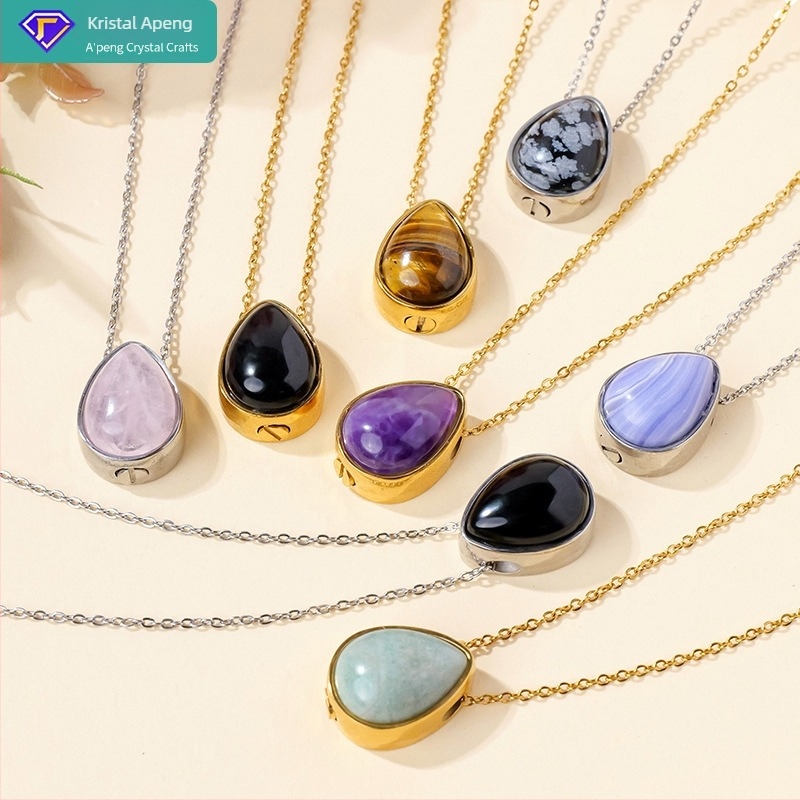 Kristalni geometrijski privjesak s lancem — Appen Crystal Crafts, moderni minimalistički stil, pakirano u PP vrećicu