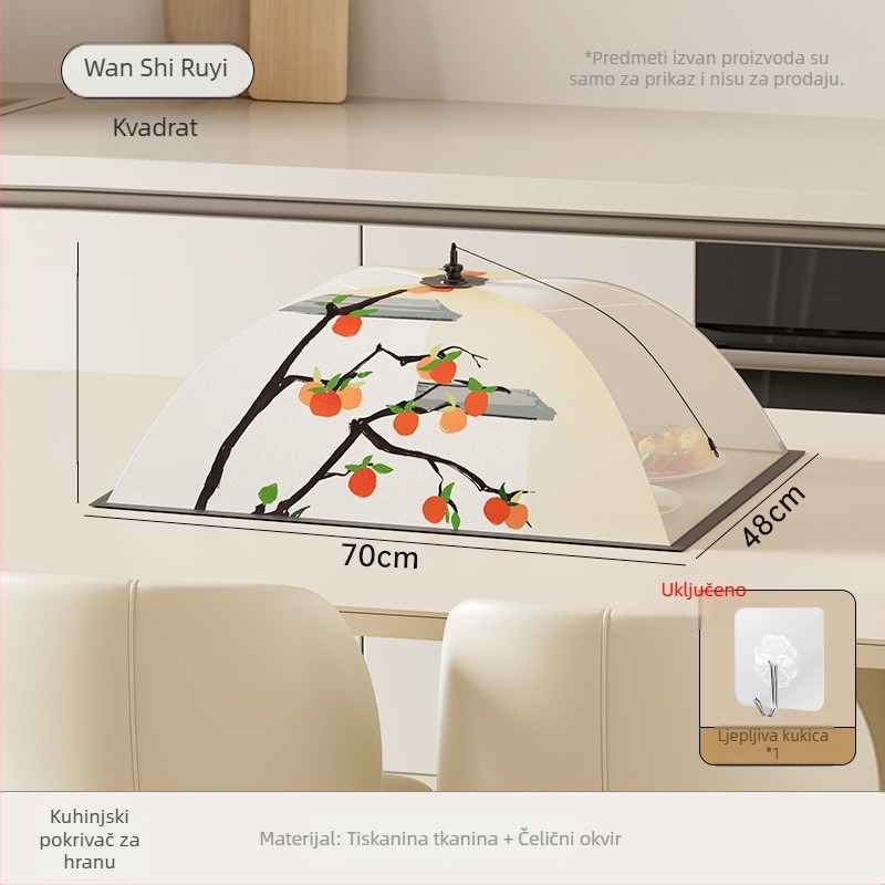 Izolirani poklopac za hranu za kućni kuhinjski stol – Uklonjiv i periv, otporan na prašinu i komarce, sklopiv