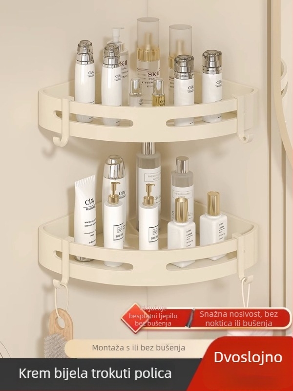 Set zidnih nosača ručnika za kupaonicu, zidni, 2 etaže, površina: sprej plast, materijal: svila cvijet