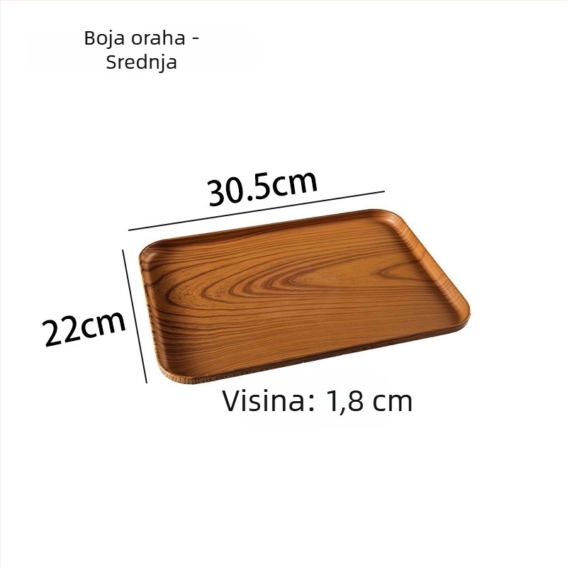 Ovalni pladanj s imitacijom drveta za kućnu upotrebu; pogodan za čaše, nakit i deserte; materijal PP, kineski stil, mogućnost prilagođavanja uz logotip, predstavljen 2023.