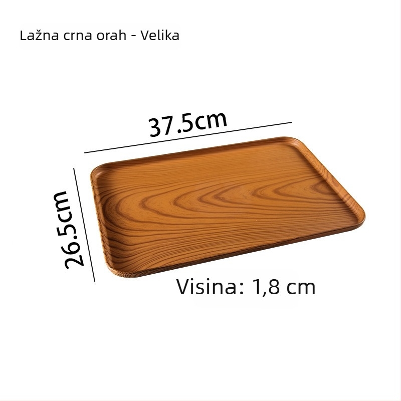 Ovalni pladanj s imitacijom drveta za kućnu upotrebu; pogodan za čaše, nakit i deserte; materijal PP, kineski stil, mogućnost prilagođavanja uz logotip, predstavljen 2023.