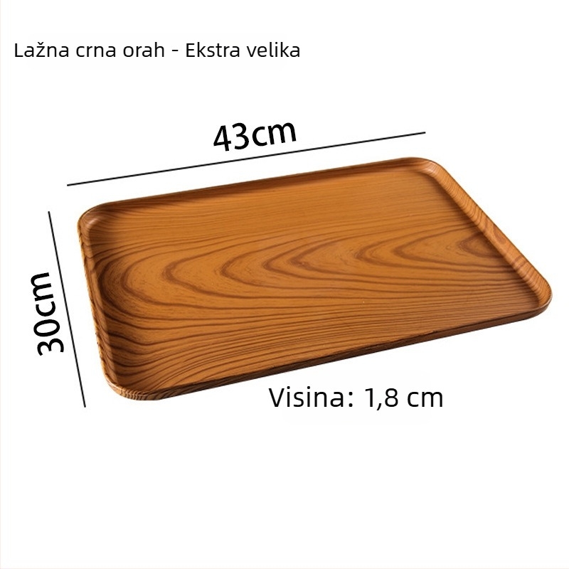 Ovalni pladanj s imitacijom drveta za kućnu upotrebu; pogodan za čaše, nakit i deserte; materijal PP, kineski stil, mogućnost prilagođavanja uz logotip, predstavljen 2023.