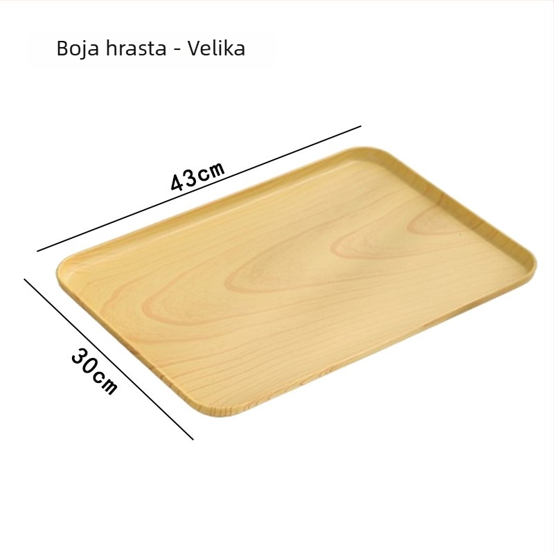 Ovalni pladanj s imitacijom drveta za kućnu upotrebu; pogodan za čaše, nakit i deserte; materijal PP, kineski stil, mogućnost prilagođavanja uz logotip, predstavljen 2023.