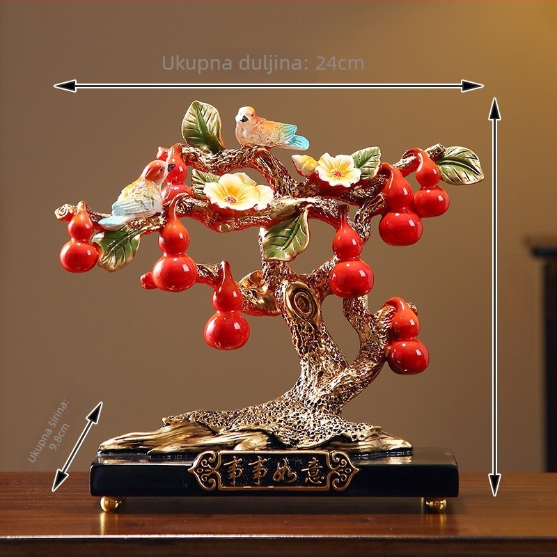 Persimmon ukras s motivom sreće, kineskog stila, od smole