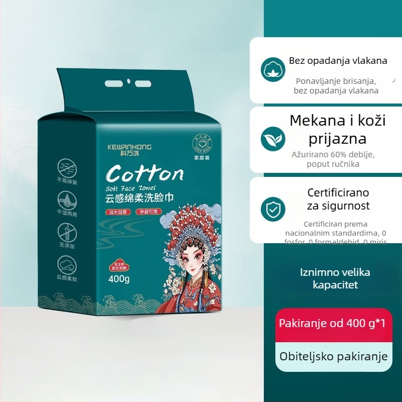 Maramice za lice od 100% pamuka — jednokratne, mokre/suhe, visići izvučni dozator, debeli za kućnu upotrebu