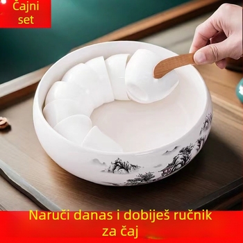 Keramički čajni sud za pranje s posudom za ostatke čaja i pepelnik – dodaci Kung Fu čaj seta