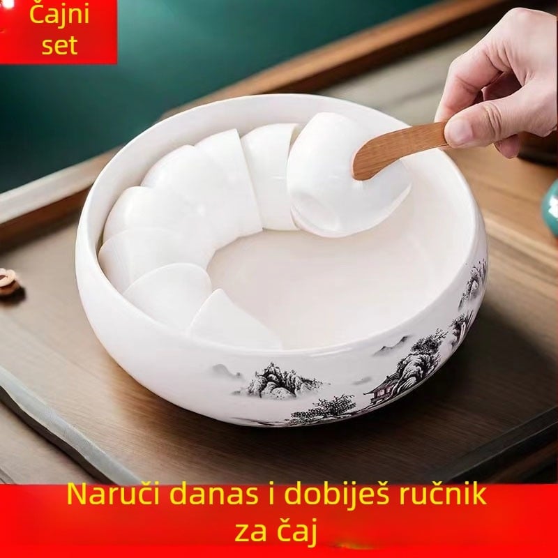 Keramički čajni sud za pranje s posudom za ostatke čaja i pepelnik – dodaci Kung Fu čaj seta