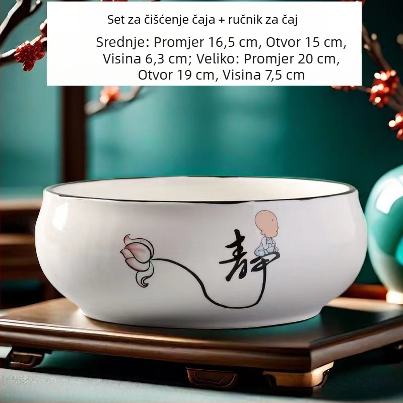 Keramički čajni sud za pranje s posudom za ostatke čaja i pepelnik – dodaci Kung Fu čaj seta