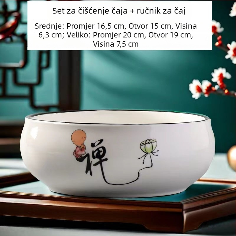 Keramički čajni sud za pranje s posudom za ostatke čaja i pepelnik – dodaci Kung Fu čaj seta