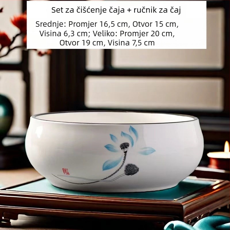 Keramički čajni sud za pranje s posudom za ostatke čaja i pepelnik – dodaci Kung Fu čaj seta