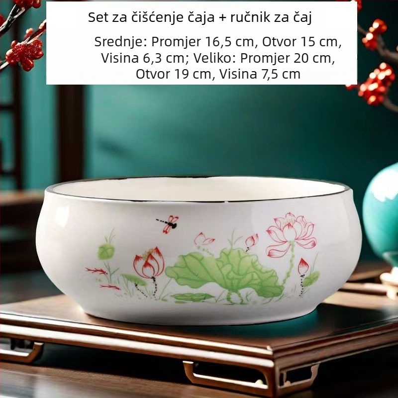 Keramički čajni sud za pranje s posudom za ostatke čaja i pepelnik – dodaci Kung Fu čaj seta