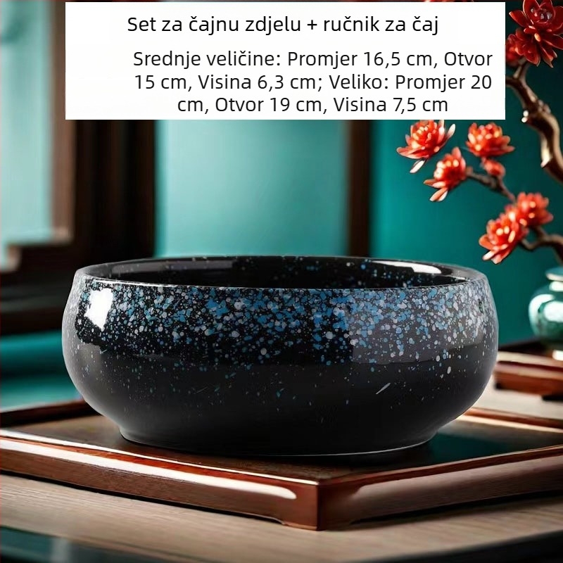 Keramički čajni sud za pranje s posudom za ostatke čaja i pepelnik – dodaci Kung Fu čaj seta