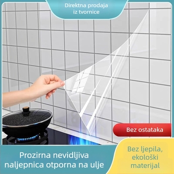 Kuhinjska prozirna elektrostatna naljepnica za pločice, debela, otporna na visoke temperature, vodootporan samoljepljivi film za zidove s drvenim uzorkom