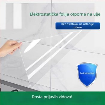 Kuhinjska prozirna elektrostatna naljepnica za pločice, debela, otporna na visoke temperature, vodootporan samoljepljivi film za zidove s drvenim uzorkom