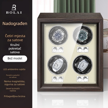 BOLAI Drveni Rotator Za Satove, Tiho, Anti-magnetni, Automatiziran s Kutijom Za Pohranu
