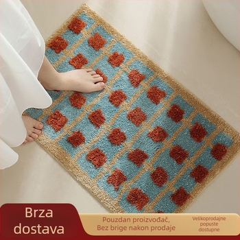 Podmeta za stopala – upija vodu i brzo se suši, od poliestera, kvadratnog oblika, strojno pranje, suvremen minimalistički dizajn za kupaonicu i ulaz.