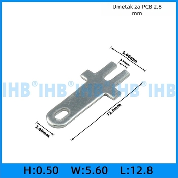 PCB umetci za ploče; oblik kuka i zastavice za pozicioniranje; mesing s pocinčanjem; 1000 kom