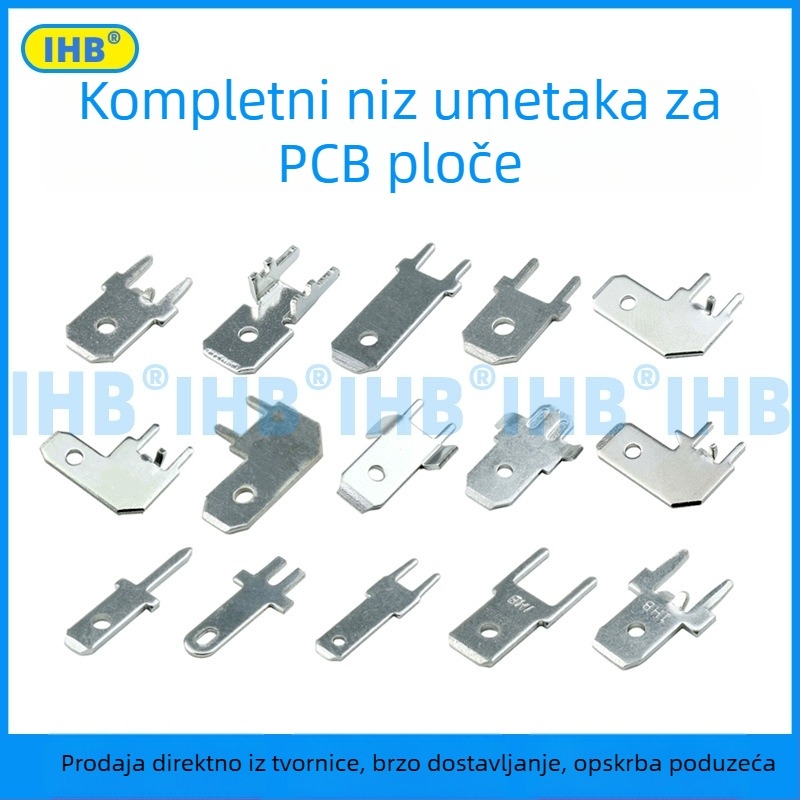 PCB umetci za ploče; oblik kuka i zastavice za pozicioniranje; mesing s pocinčanjem; 1000 kom