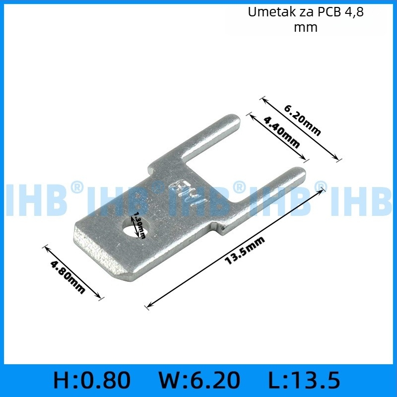 PCB umetci za ploče; oblik kuka i zastavice za pozicioniranje; mesing s pocinčanjem; 1000 kom