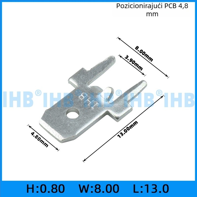 PCB umetci za ploče; oblik kuka i zastavice za pozicioniranje; mesing s pocinčanjem; 1000 kom