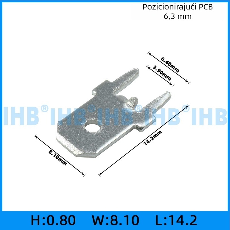 PCB umetci za ploče; oblik kuka i zastavice za pozicioniranje; mesing s pocinčanjem; 1000 kom