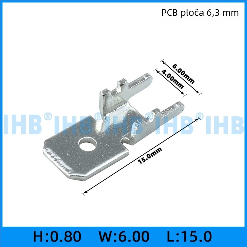 PCB umetci za ploče; oblik kuka i zastavice za pozicioniranje; mesing s pocinčanjem; 1000 kom