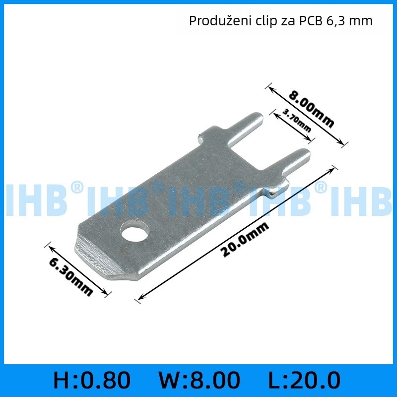 PCB umetci za ploče; oblik kuka i zastavice za pozicioniranje; mesing s pocinčanjem; 1000 kom