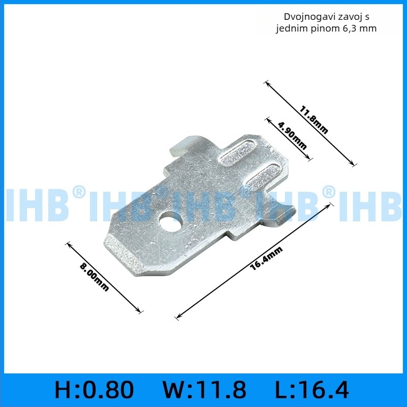PCB umetci za ploče; oblik kuka i zastavice za pozicioniranje; mesing s pocinčanjem; 1000 kom