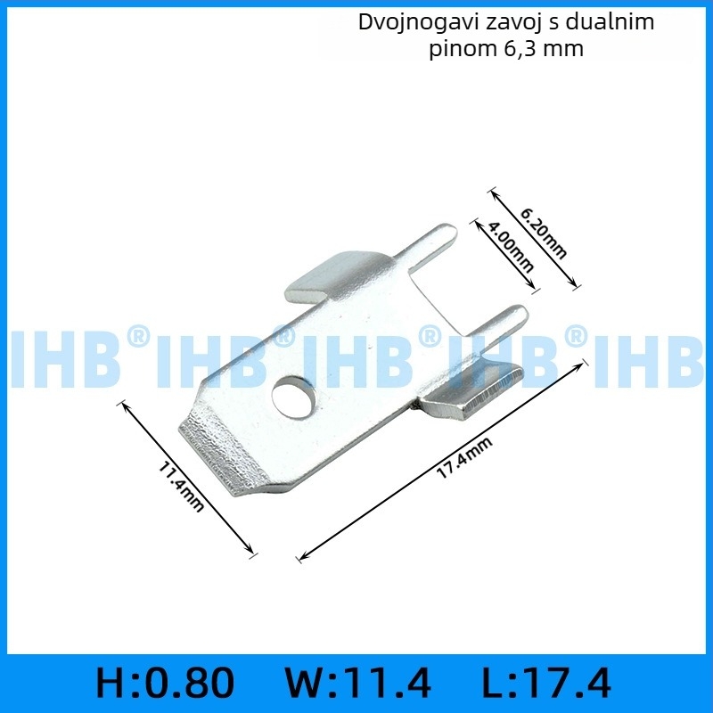 PCB umetci za ploče; oblik kuka i zastavice za pozicioniranje; mesing s pocinčanjem; 1000 kom