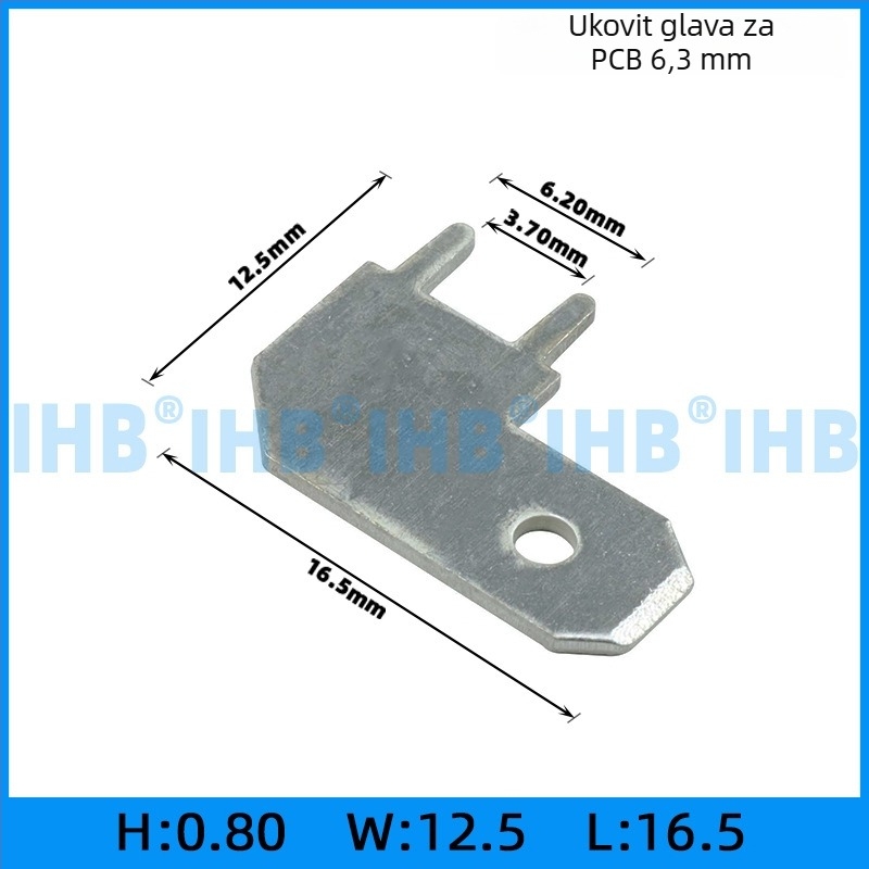 PCB umetci za ploče; oblik kuka i zastavice za pozicioniranje; mesing s pocinčanjem; 1000 kom