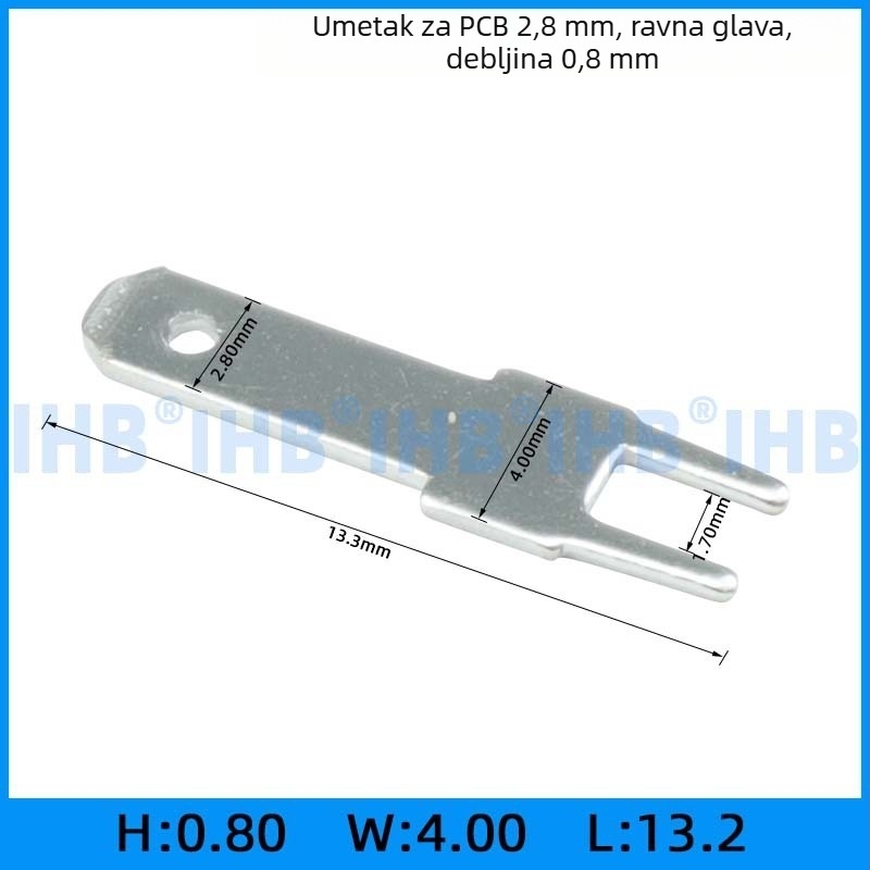 PCB umetci za ploče; oblik kuka i zastavice za pozicioniranje; mesing s pocinčanjem; 1000 kom