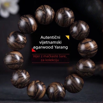 Narukvica od aromatičnog drveta s agarwood ugradnjom, ručno izrađene perle, 15 perli