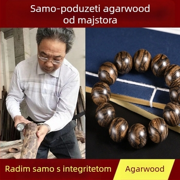 Narukvica od aromatičnog drveta s agarwood ugradnjom, ručno izrađene perle, 15 perli