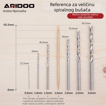 Vijčano svrdlo za električnu brusilicu – sadrži kobalt, prav osi, mikro-precizno bušenje rupa za narukvice i Buddha perle. Marka: Airui shield